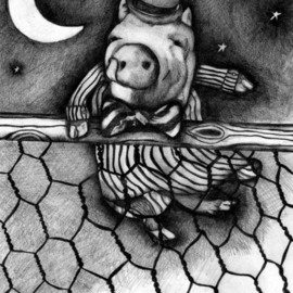 John Bonnel: 'OLD TIMEY NIGHT SHIRT', 2010 Pencil Drawing, Music. Artist Description:   JUMP THE FENCE            ...