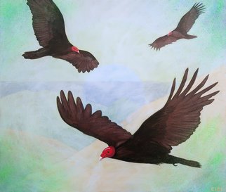 John Cielukowski: 'turkey vultures', 2020 Acrylic Painting, Animals. Original acrylic painting on a birch wood dimensional panel20  x 24  x 1. 5  Finished edges. Ready to hang. ...