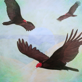 John Cielukowski: 'turkey vultures', 2020 Acrylic Painting, Animals. Artist Description: Original acrylic painting on a birch wood dimensional panel20  x 24  x 1. 5  Finished edges. Ready to hang. ...