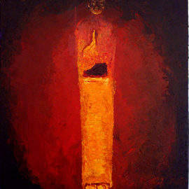Juan Carlos Vizcarra: 'Candlelight Buddha', 2012 Acrylic Painting, Impressionism. Artist Description:  With the advent of instagram a multitude of filters are often used to give ordinary photographs ethereal auras. Emulating such a filter i painted this candle lit buddha using only hues that give it an atmospheric and almost dream like quality ...