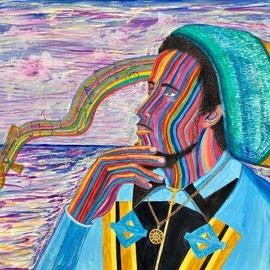 John Powell: 'Bob in Vision', 2019 Acrylic Painting, Portrait. Artist Description:  Homage to Bob Marley, ORDER PRINTS AT