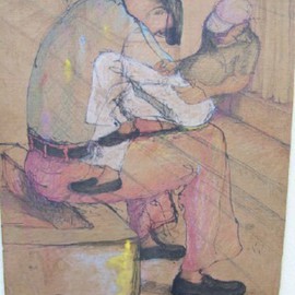 John Powell: 'Trapped in Time Drawing 3', 1991 Pen Drawing, Figurative. Artist Description:  This drawing is from Time series and is a study for a painting to come US520, shipping 2- 3 working days depending on time of order, VIA FeDEx or Express postal service...