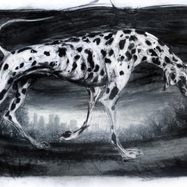 John Sharp: 'Dog on the Heath', 2013 Charcoal Drawing, Dogs. Artist Description:  dog, london, london dog, ...