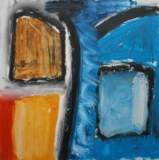 John Sims: 'split personality', 2018 Oil Painting, Abstract. Small oil painting about feeling split, divided, shut in, shut out. Feeling cold and hot...