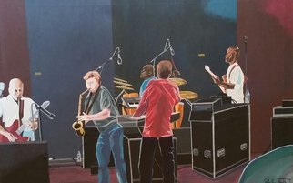 John Trimble: 'Night Sessions', 2016 Acrylic Painting, Music. Jazz In The Park With A Classic Band...