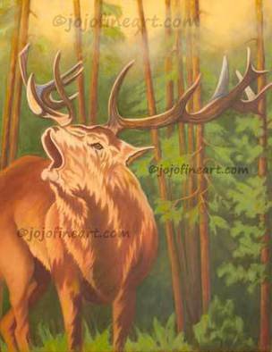 Joanne Witalec: 'Elk In The Forest', 2016 Mixed Media, Animals.   My painting of 