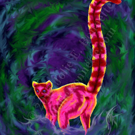 Jolie Bonnette: 'Lemur Love', 2014 Digital Art, Animals. Artist Description:  Another bit of color for the grey winter created in Corel Painter and Paint Shop Pro.  ...