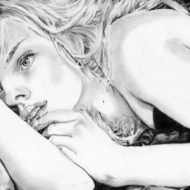 Chris Jones: 'Scarlett Johansson2', 2013 Pencil Drawing, Portrait. Artist Description:      graphite pencil H, B, 2B, 3B & 6B 0n Bristol smooth paper     ...