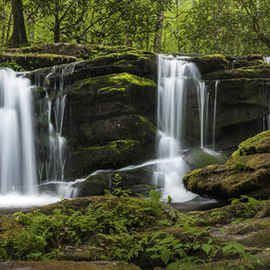 Jon Glaser: 'Three Falls in Tremont', 2016 Color Photograph, nature. Artist Description:  While in Tremont, Tennessee, I came across a succession of waterfalls in the smoky mountains national park.This limited- edition photograph, measuring approximately 16x24, is printed on fade- resistant Museo Silver Rag paper that has no optical brighteners. The image has been varnished with a protective coating that ...