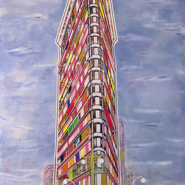 Jorge Cuneo: 'New York colors', 2023 Acrylic Painting, Abstract Figurative. Artist Description: Work inspired by one of the most emblematic buildings in New York City and the modern colors of its structure influenced by the different international companies that make up the incredible design of the emblematic 1904 building. . . ...