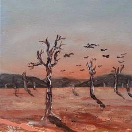 Eve Jorgensen: 'australian outback no 1', 2019 Acrylic Painting, Landscape. Artist Description: Inspired by the dusty red dirt of central australia. ...