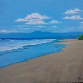 Phillip Matthews: 'island beach', 2023 Acrylic Painting, Seascape. Artist Description: Deserted island beach. ...