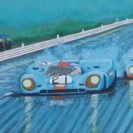 Phillip Matthews: 'le mans', 2023 Ink Painting, Sports. Artist Description: Original painting of Porsche 917 racing team. ...