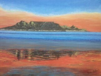 Phillip Matthews: 'table mountain', 2023 Acrylic Painting, Mountains. View of Table Mountain from Blouberstrand. ...