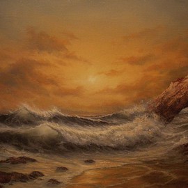 Joseph Porus: 'Carmel  Sunset', 1998 Oil Painting, Seascape. Artist Description:          Oil on stretched linen. California dreaming on Route 1 near Carml ...