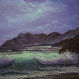 Joseph Porus: 'Evening Solitude', 1989 Oil Painting, Seascape. Artist Description:  Oil on  stretched fine canvas.           ...