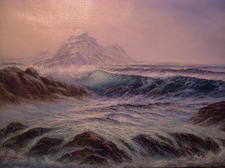 Joseph Porus: 'Foggy Breaker', 2007 Oil Painting, Atmosphere.      Oil on fine canvas. Fog envelopes this painting and diffuses the light. Edges fade and receede faster with distance. The focus on the major wave is evident but framed in a softer setting than typical lighting. ...