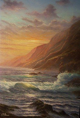 Joseph Porus: 'Hawaii Headlands', 2001 Oil Painting, Seascape.  Oil on stretched fine vas  can             ...