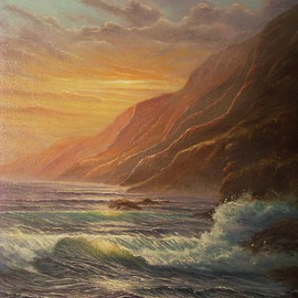 Joseph Porus: 'Hawaii Headlands', 2001 Oil Painting, Seascape. Artist Description:  Oil on stretched fine vas  can             ...