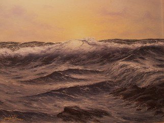 Joseph Porus: 'Humility', 1999 Oil Painting, Atmosphere.   Oil on canvas. The raw power of the open ocean should make us all feel a bit more humble. Translucent glow of the setting sun comes through the cresting wave. Veiling and glazing techniqes  ...