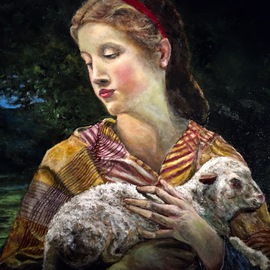 Joseph Porus: 'Lost Lamb', 2016 Oil Painting, Portrait. Artist Description:                                     Oil on linen  inspired from Bourgereau original.  This one a close up variation                                                             ...