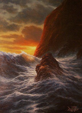 Joseph Porus: 'Molakai Cliffs', 2000 Oil Painting, Seascape.      Oil on stretched fine canvas.     ...
