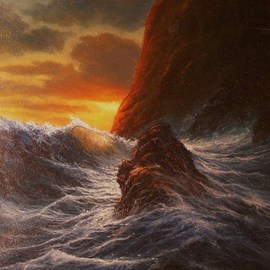 Joseph Porus: 'Molakai Cliffs', 2000 Oil Painting, Seascape. Artist Description:      Oil on stretched fine canvas.     ...