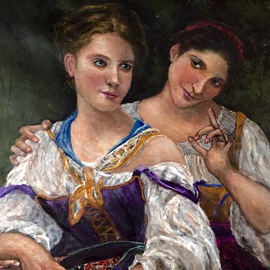 Joseph Porus: 'My Secret', 2016 Oil Painting, Portrait. Artist Description:                                      Oil on linen  inspired from Bourgereau original.  This one a close up variation                                                              ...