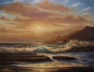Joseph Porus: 'Sunset on the Left Coast', 1995 Oil Painting, Beach.  Oil on fine canvas. Dramatic sunset and transparent glazing techniques ...