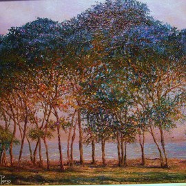 Joseph Porus: 'Trees A Monet Study', 2009 Oil Painting, Trees. Artist Description:         Oil on fine linen. Based on Monet's original using his  techniques, grounds and mediums.       ...