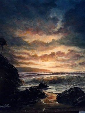 Joseph Porus: 'maui glow', 2017 Oil Painting, Beach. Maui north shore...