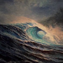 Joseph Porus: 'surfs up', 2017 Oil Painting, Seascape. Artist Description: Maui crashing surf...