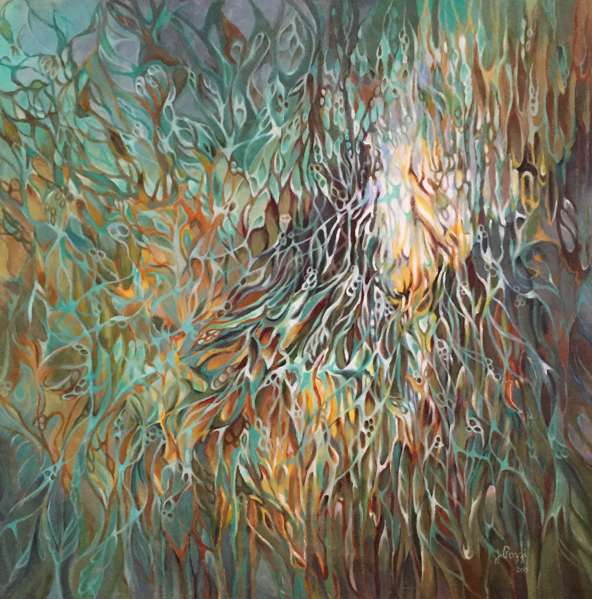 Jan Pozzi: 'Aqua Run', 2017 Acrylic Painting, Abstract. 