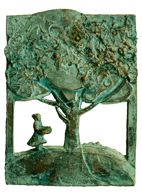 Judyta Bil  'In The Orchard', created in 1986, Original Sculpture Wood.