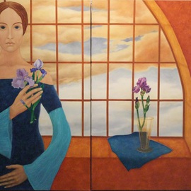 Lady with Irises By Judyta Bil