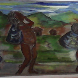 Julie Kondi: 'from the garden', 2014 Acrylic Painting, Culture. Artist Description:     Papua New Guinea rural lifestyle   ...