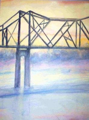 Julie Hall- Rainey: 'Bridge', 2005 Mixed Media, Transportation. Bridge is a painting of the Mississippi Nathez Bridge , bright with the sinking sun, reds, oranges , grays and violets. watercolor & Pastels. Matted Price 300. 00 ...