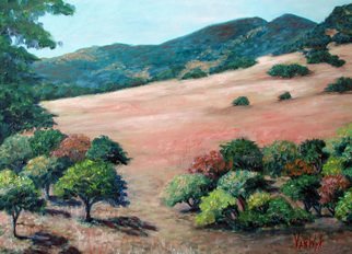 Julie Van Wyk: 'mt diablo from dana hills', 2014 Oil Painting, Landscape. 