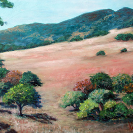 Julie Van Wyk: 'mt diablo from dana hills', 2014 Oil Painting, Landscape. 