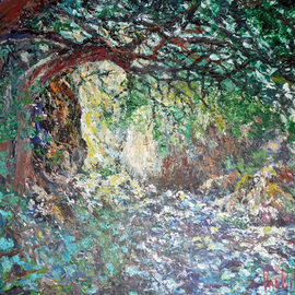 Julie Van Wyk: 'sunlit trail', 2011 Oil Painting, Landscape. Artist Description:     on the trail to the falls on mt diablo   ...