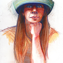 Juraj Skalina: 'New Hat', 2004 Pastel, Portrait. 