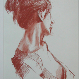 Juraj Skalina: 'Nude  profile', 2003 Charcoal Drawing, nudes. 