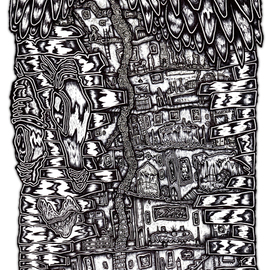 Justin Aerni: 'mystery house', 2023 Pen Drawing, Inspirational. Artist Description: JUSTIN AERNIMYSTERY HOUSE2023...