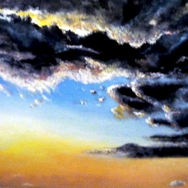 Kalli Matzora: 'sunset', 2015 Oil Painting, Sky. Artist Description: sunset, orange, sky...