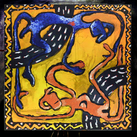 Kalvintaka Tan: 'FELT FELT', 2015 Acrylic Painting, Abstract Figurative. Artist Description:  Title FELTDimention 36 x 36 x 1Media Acrylic, Charcoal, SandDuration 9- 10hrsStatusEood Stretcher = 1 x 1...