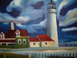 Aleksandr Trachishin: 'Lighthouse in New England', 2006 Oil Painting, Landscape. 