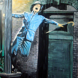 Katarina Radenkovic: 'Singing in the rain', 2009 Oil Painting, Popular Culture. Artist Description:  Gene Kelly in the movie Singing in the rain. . .    ...