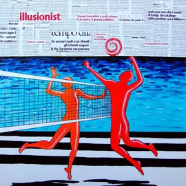 Katarina Radenkovic: 'sport life', 2014 Oil Painting, Sports. Artist Description: Young people play the game of life. They understoodthe rules. They take their life in their hands and play. . ....
