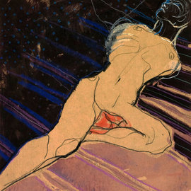 Kasia Gawron: 'Stripes 2', 2014 Gouache Drawing, nudes. Artist Description:       man, body, industrial grade cardboard     ...