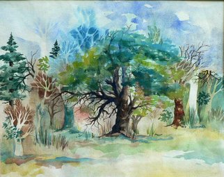 Artist: Diane Kastensmith Bradbury - Title: Spring Trees 1 - Medium: Watercolor - Year: 1997